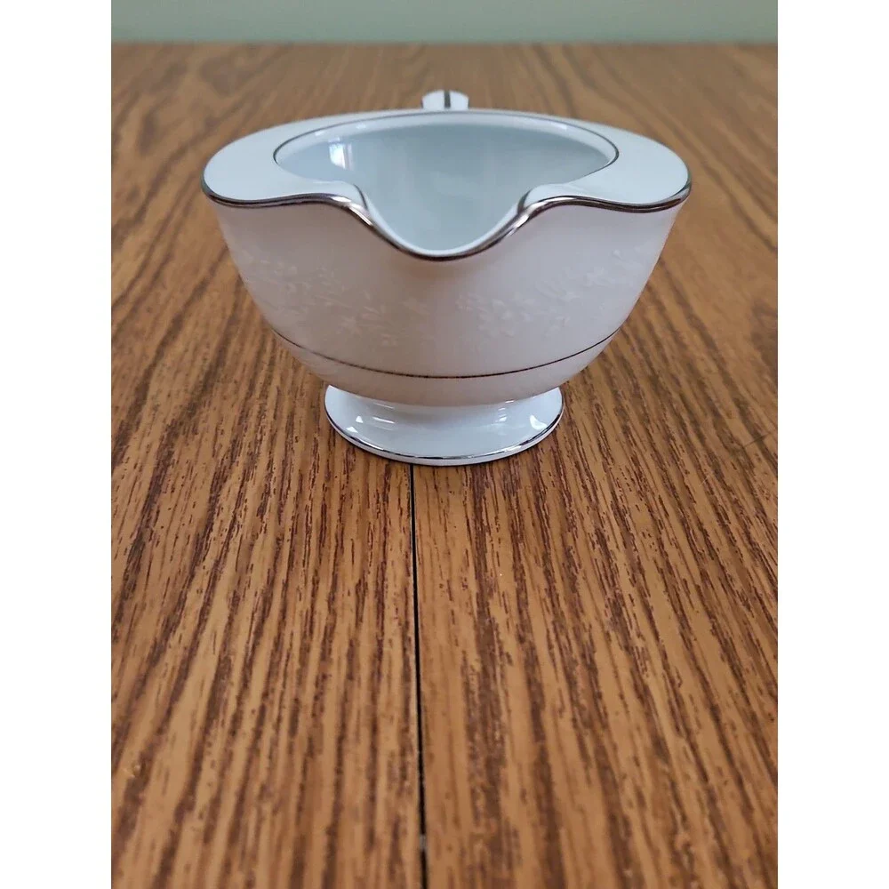 NORITAKE 6438 BUCKINGHAM BONE CHINA PLATINUM CREAMER & SUGAR BOWL